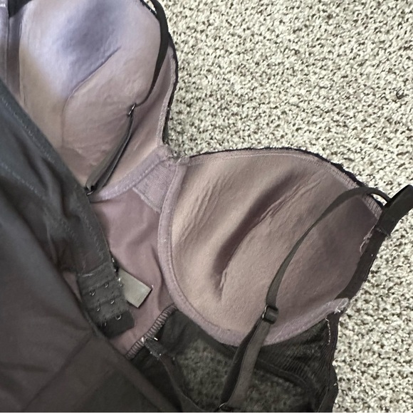 MARILYN MONROE Size L Black Gray Satin Sheer Shaper Nightie Chemise Slip - Picture 7 of 11